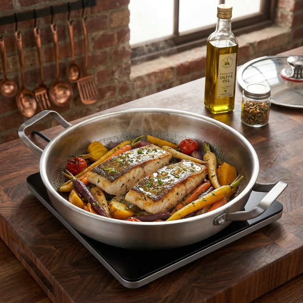 Pure Titanium Sauté Pan with Two Handles
