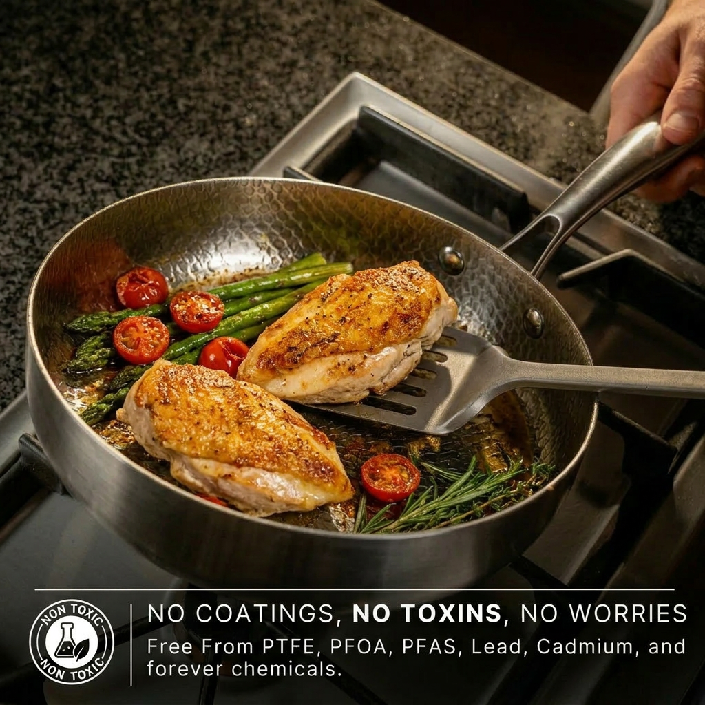 Pure Titanium Hammered Deep Pan