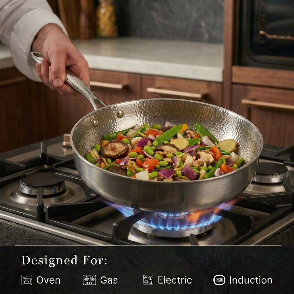 Pure Titanium Hammered Deep Pan